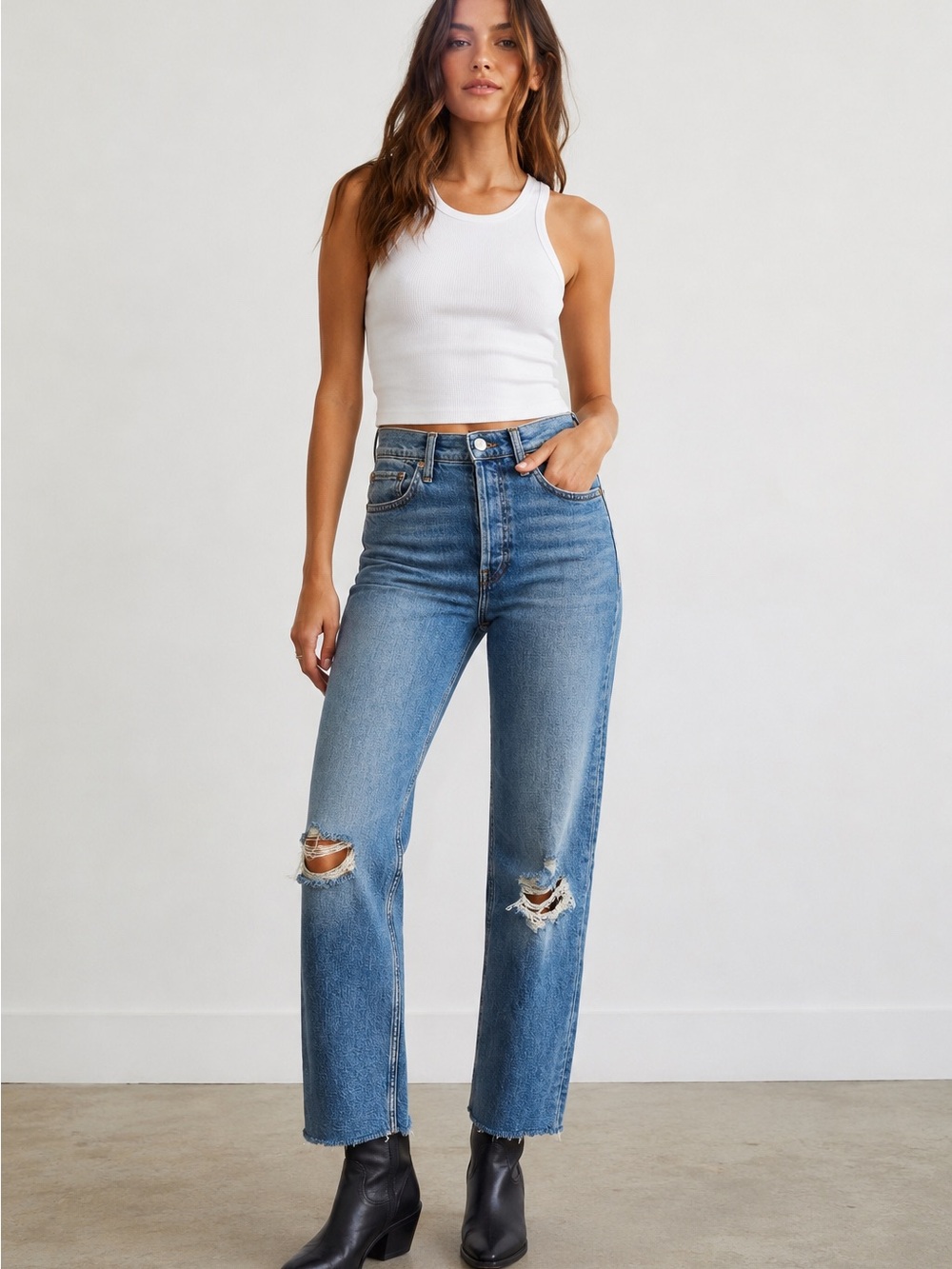 RE/DONE Originals Comfort Stretch High Rise Stove‎ Pipe Jeans 25 Revolve